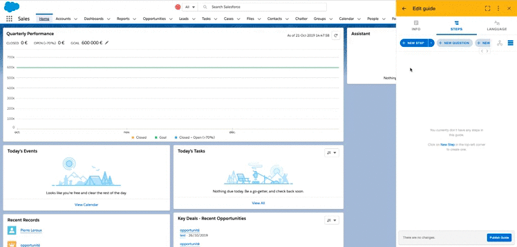 A demo workflow of the no-code digital adoption software Lemon Learning