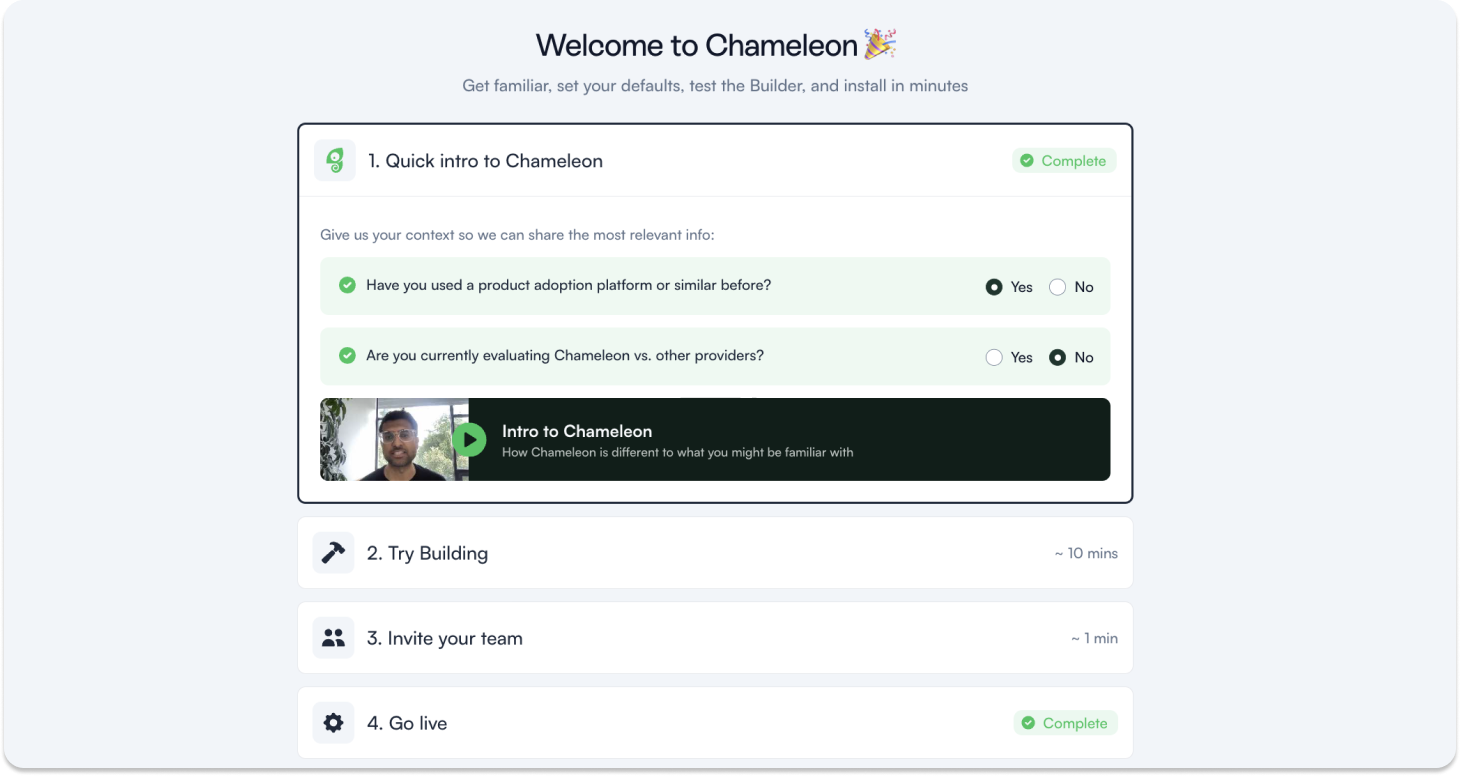 Chameleon's Get Started Page