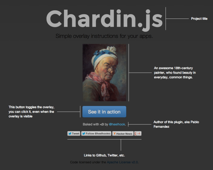 Chardin js. javascript product tour screenshot