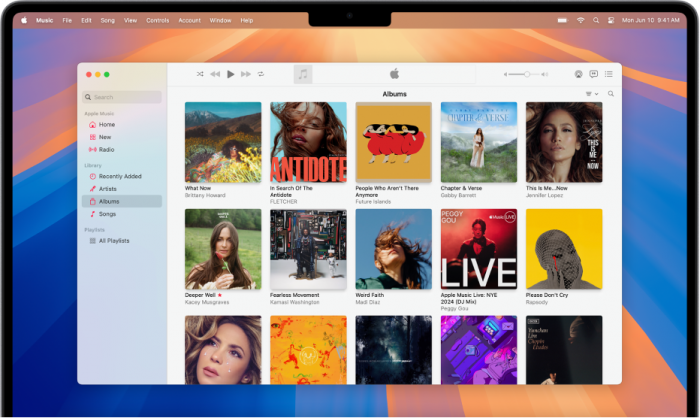 A screenshot of Apple Music on macOS