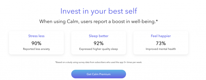 A screenshot of Calm's social proof