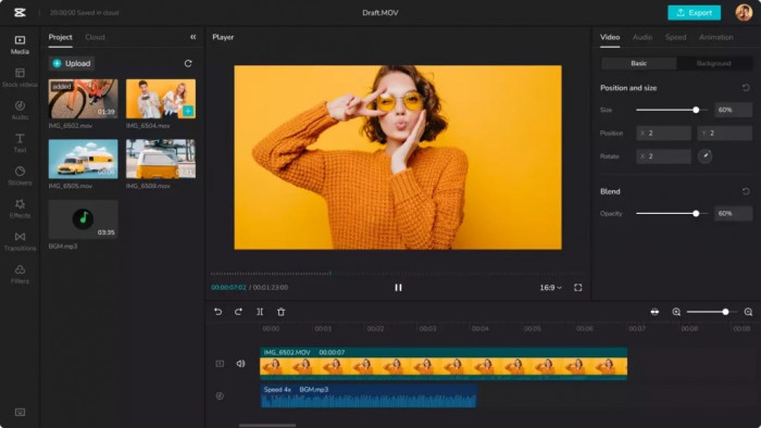 A screenshot of CapCut’s video editor for desktop