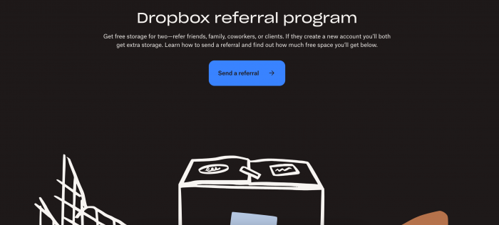 A screenshot of Dropbox's referral program