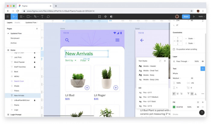 A screenshot of Figma’s prototype builder