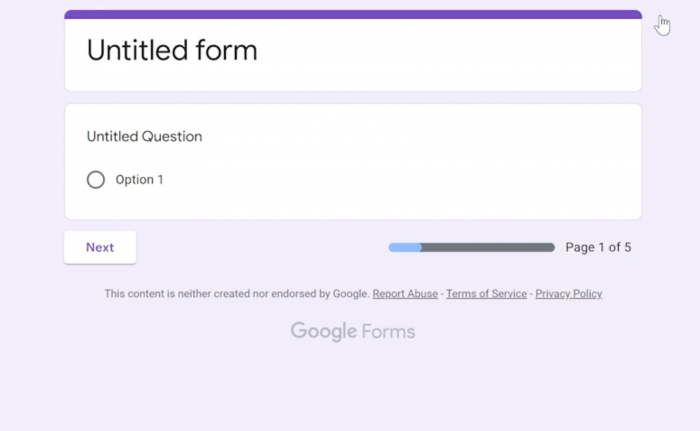 A screenshot of a progress bar in Google Form