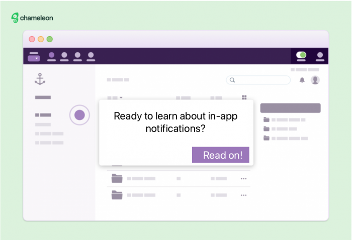 An in-app notification within a sample Chameleon environment