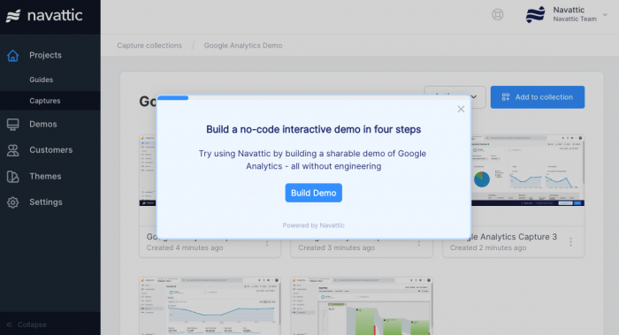 A screenshot of Navatic’s no-code builder pop-up