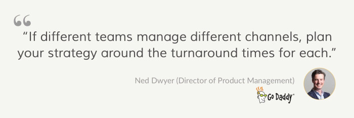 A quote from Ned Dwyer, Director of Product Management at Go Daddy