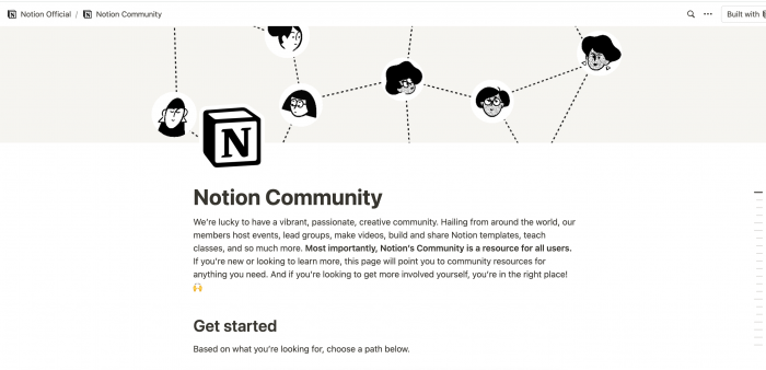 A screenshot of Notion's community page