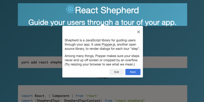 react onboarding tour library