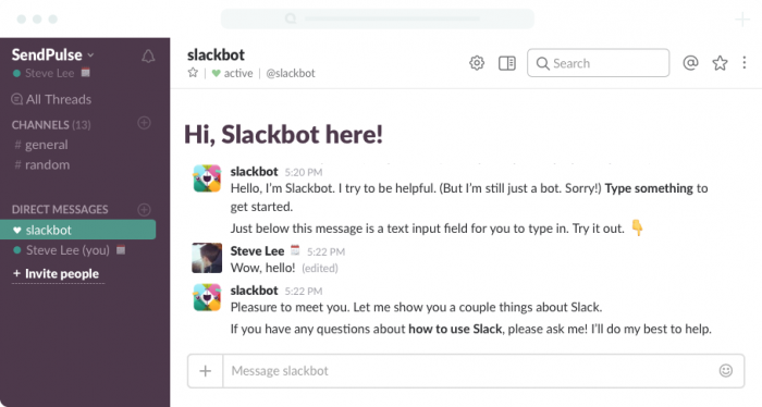 slackbot welcome tour