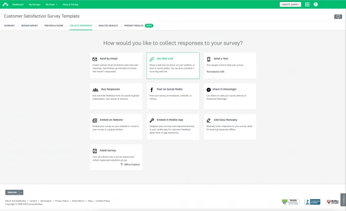 A screenshot of SurveyMonkey’s customer satisfaction survey templates