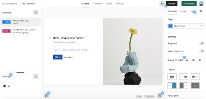 Typeform's hotspot feature