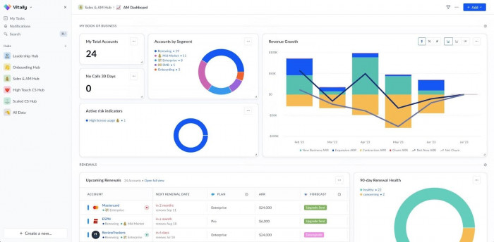 Vitally's AM dashboard interface