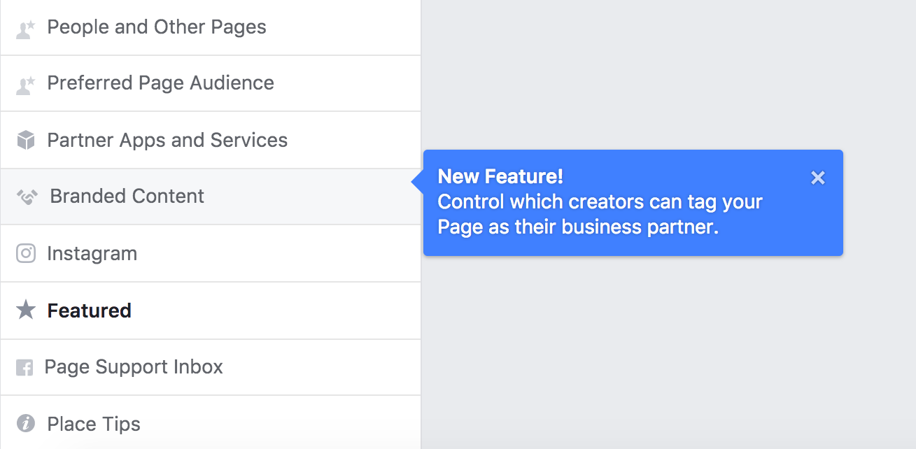 facebook feature announcement tooltip