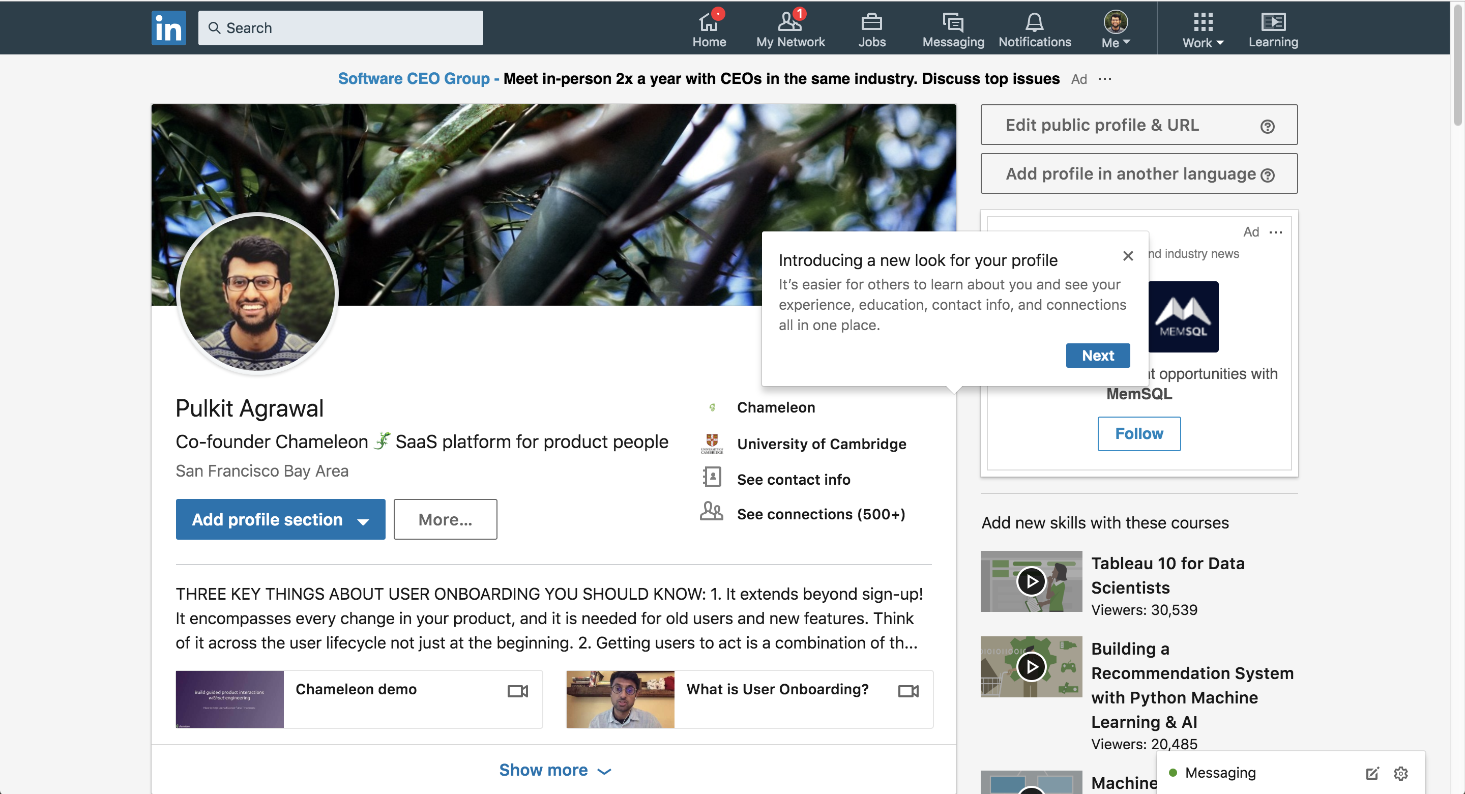 linkedin design change tooltip