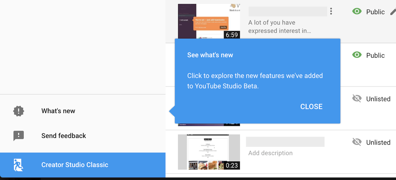 YouTube tooltip hint