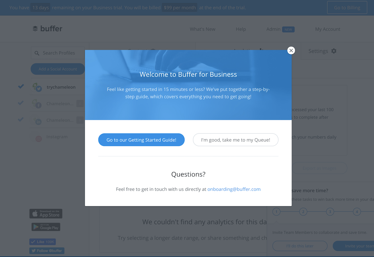 buffer product tour modal