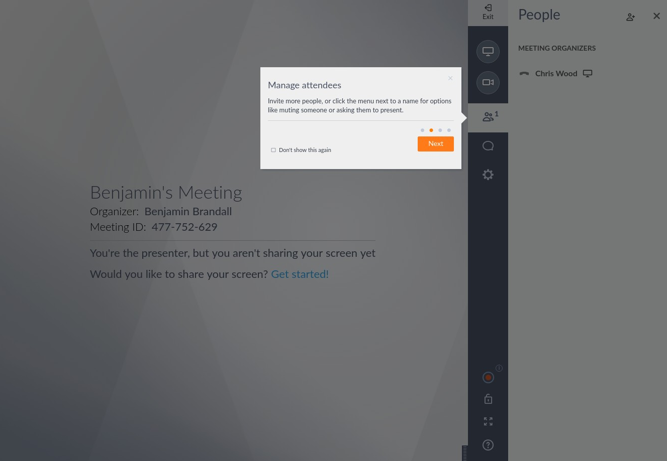 GoToMeeting user onboarding tooltip tour