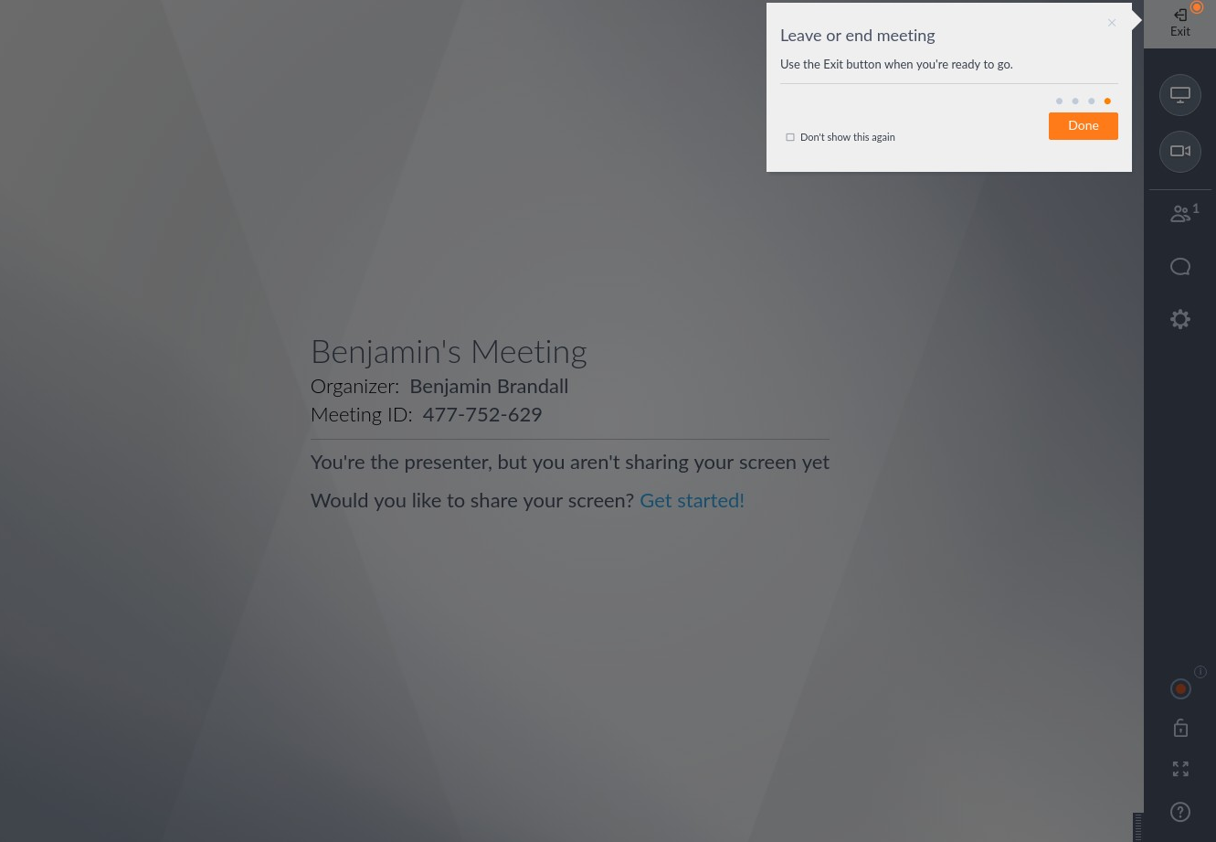 GoToMeeting user onboarding tooltip tour