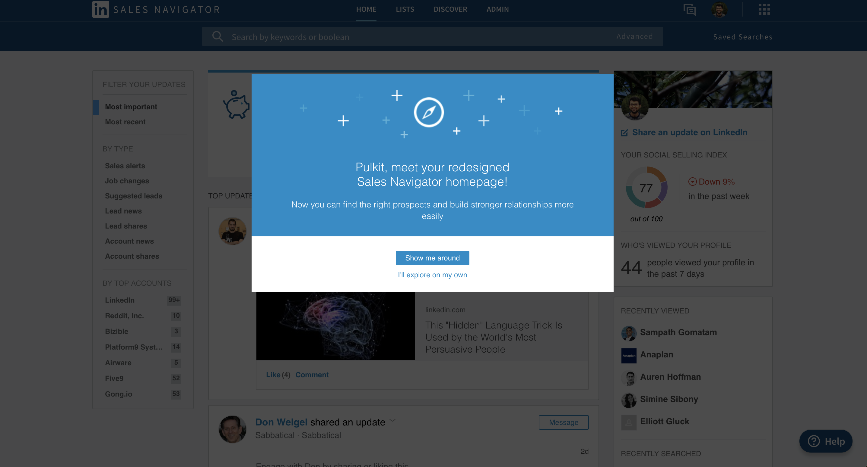 LinkedIn Design Change Modal