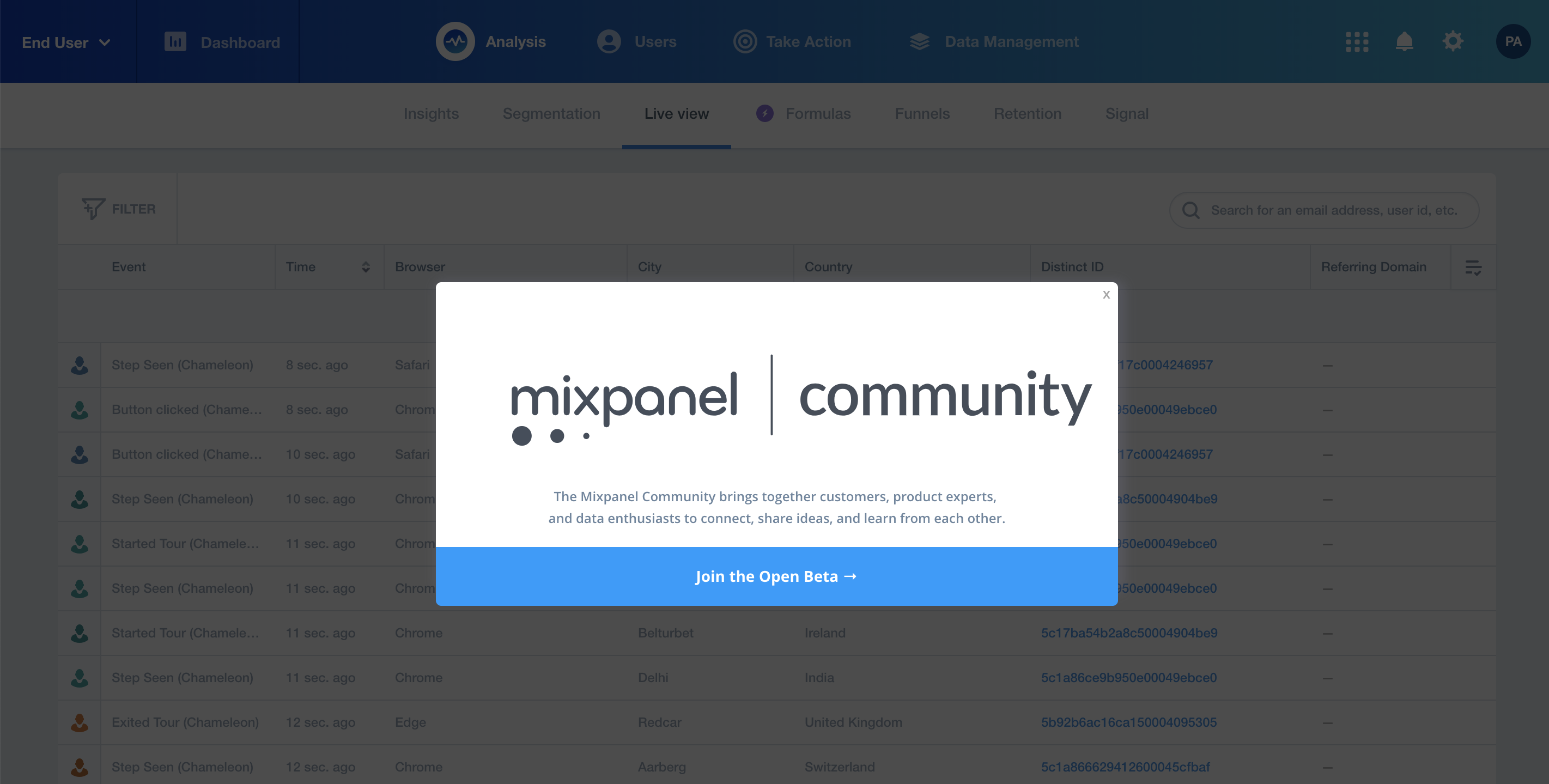 Mixpanel Beta Invite Promotion